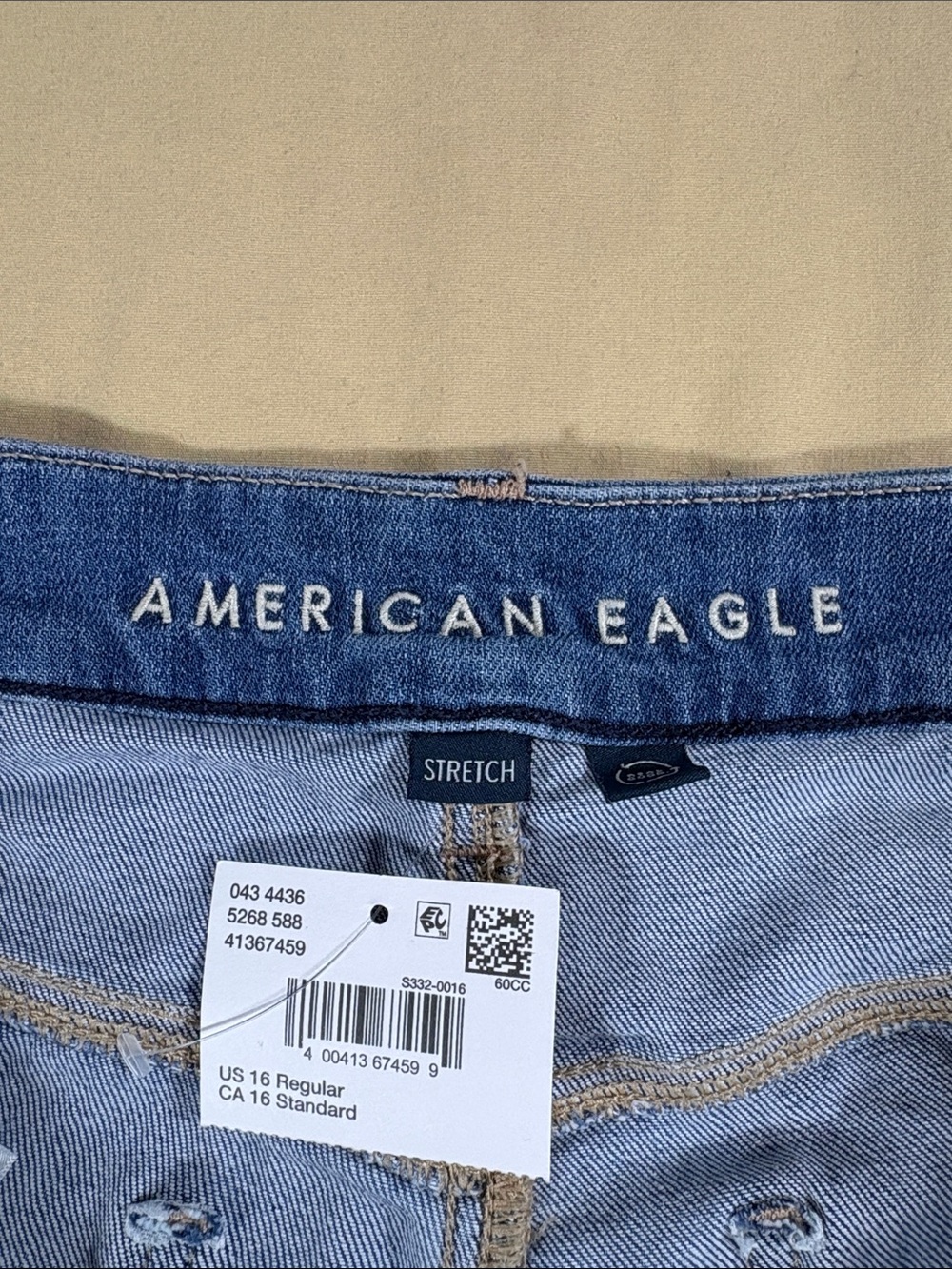 NWT American Eagle Stretch High Rise Curvy Baggy Wide Leg Jeans Size 16 Regular - Picture 2 of 12